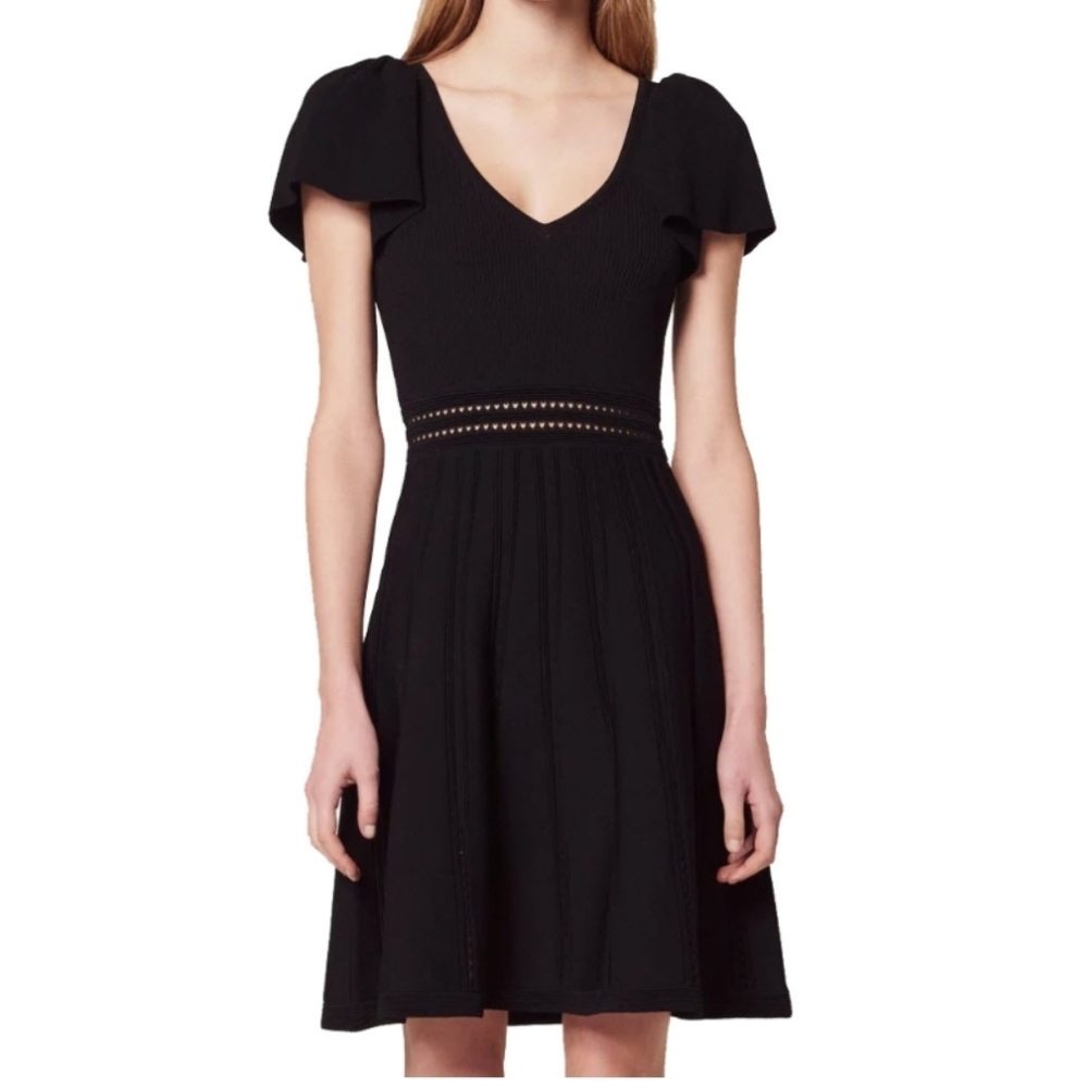 NEW Sandro Edwin Flutter Sleeve Dress